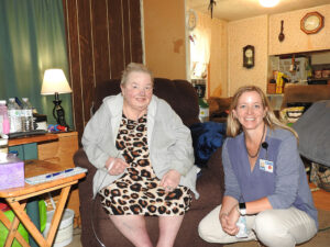 Pro bono client Linda and her social worker Erika